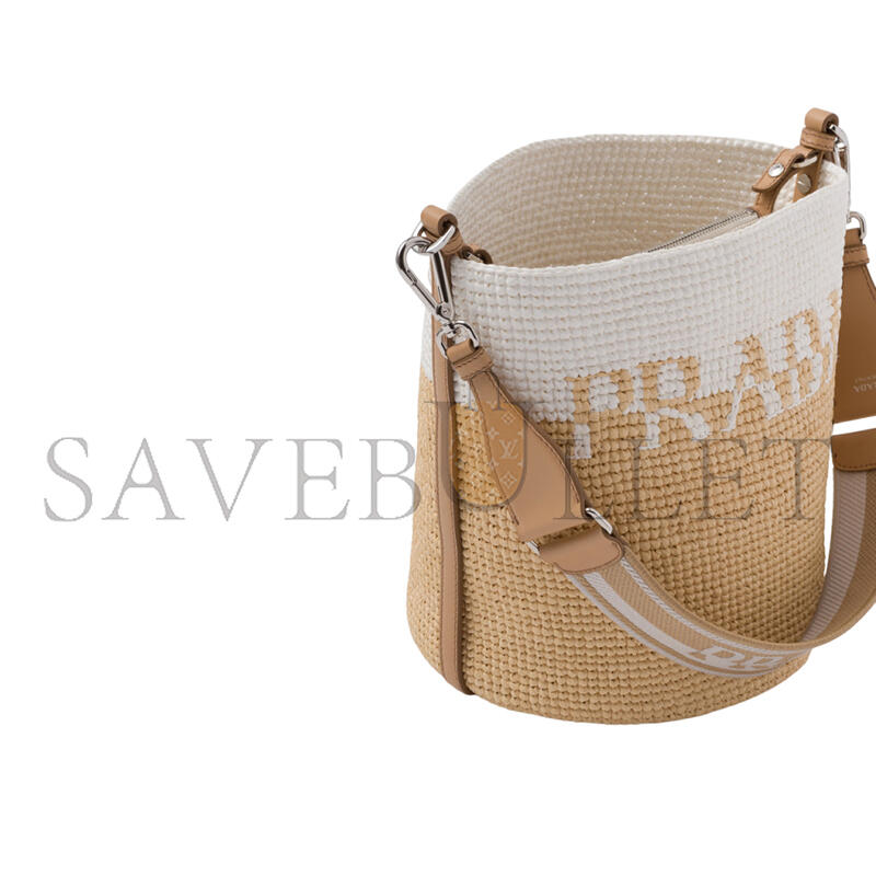 PRADA CROCHET AND LEATHER MINI-BUCKET BAG 1BE063 (25*23*20cm)